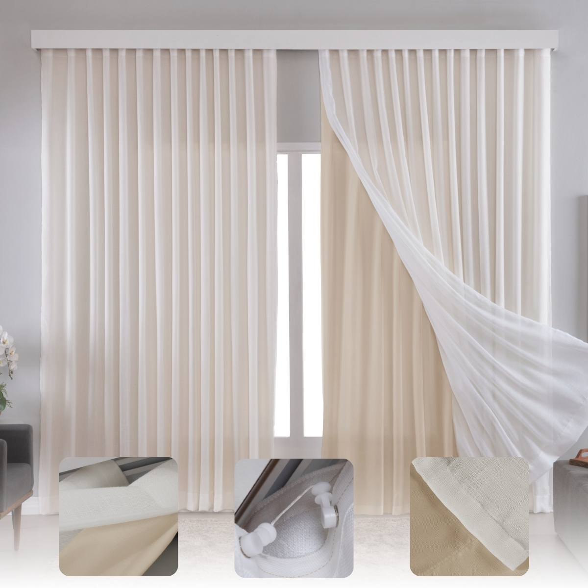 Cortina Voal Linho Micro Sob Medida Trilho até 2,5