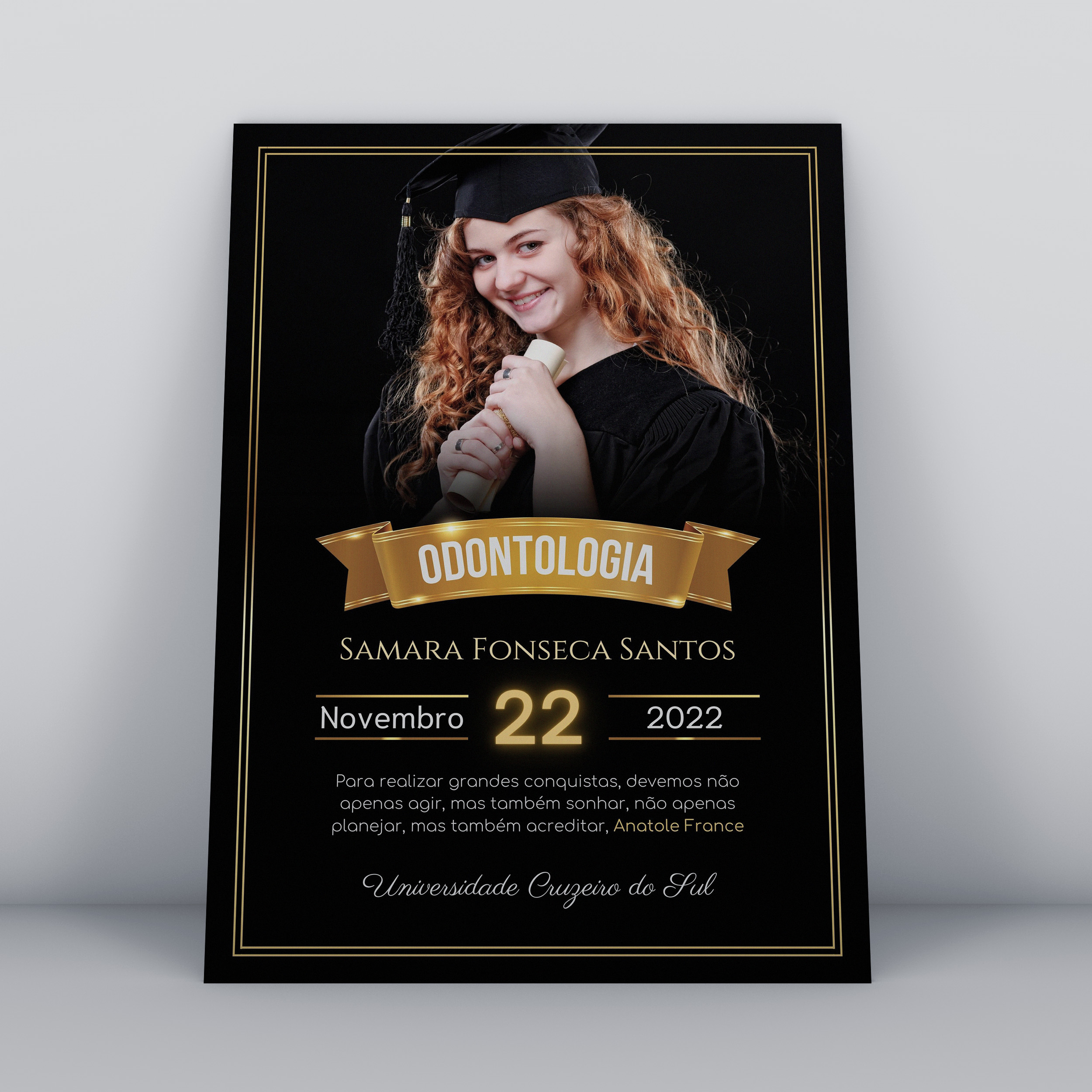 Placa Decorativa Graduação Personalizada com foto e Dados MDF 20x25cm