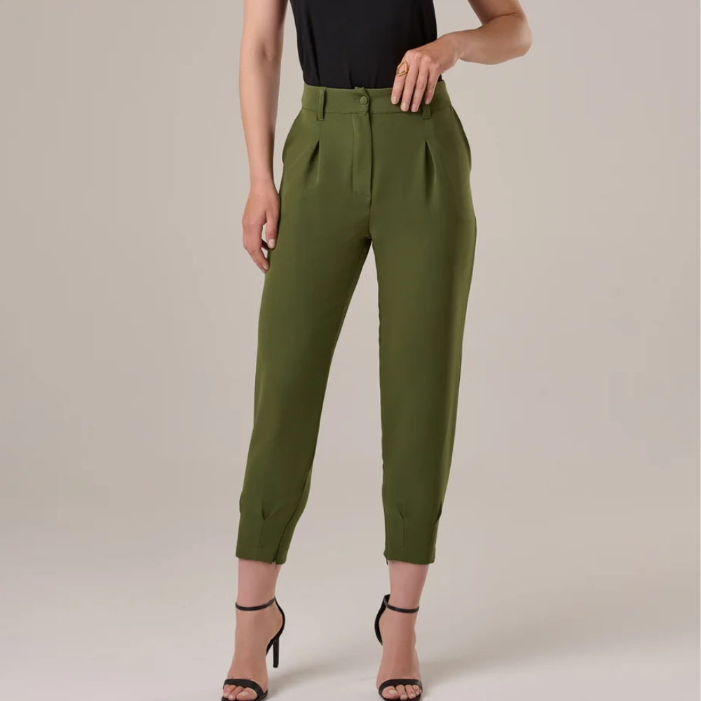 CALÇA RETA CENOURA VERDE ESCURO