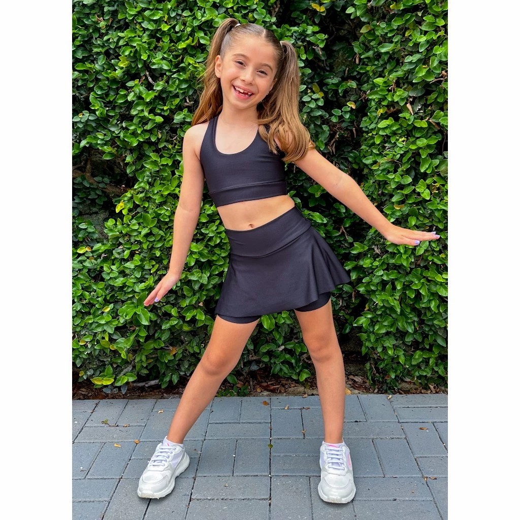Conjunto Short e Top Roupa de Treino Infantil Menina Feminina Kids Ginastica