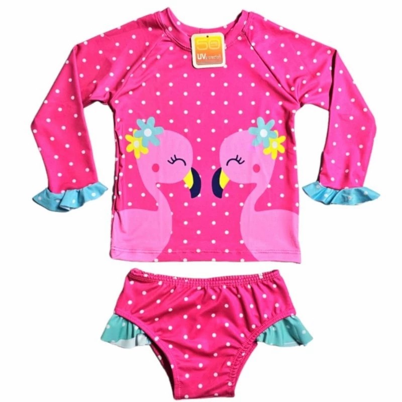 Biquíni com Blusa e Camisa Proteção Solar UV 50+ Infantil Tye Dye Manga Longa