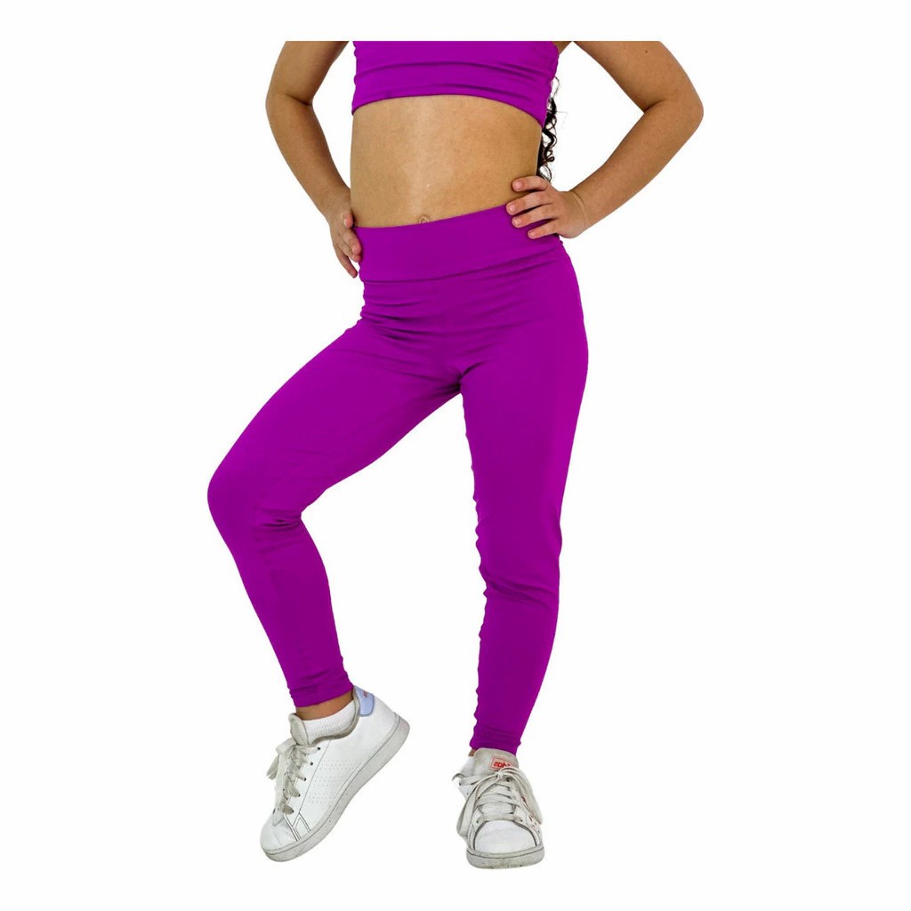 Calça Infantil Feminina Ginástica e Treino Kids Poliamida e Cós Alto Corrida Academia e Crossfit