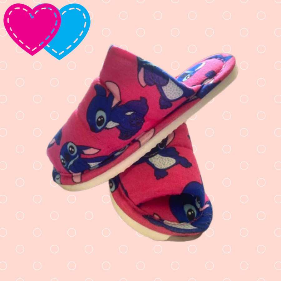 Kit 1 Short Dool Infantil Feminino + 1 Pantufa Infantil Stitch Blogueira - Roupa de Dormir Festa Do Pijama Baby Doll