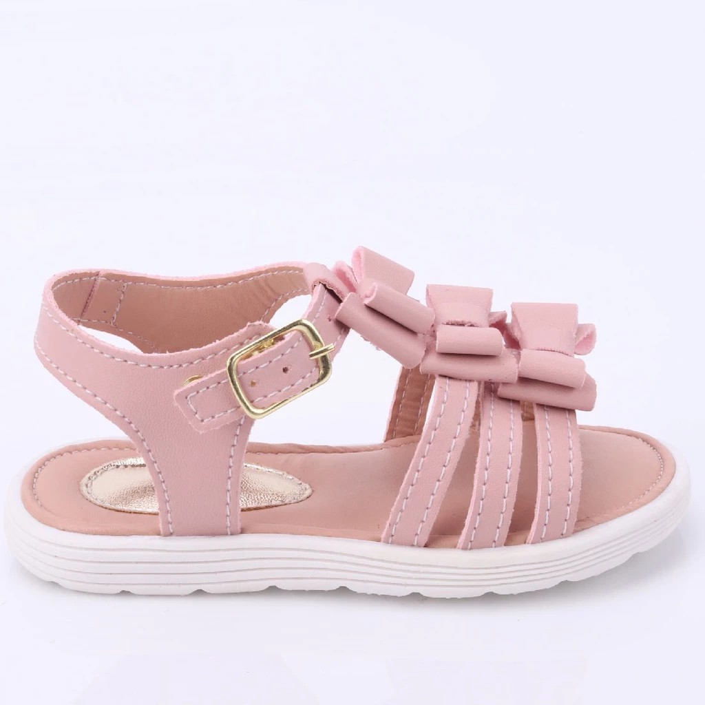 Sandália Infantil Feminina De Tiras Com Laço Confortável Meninas