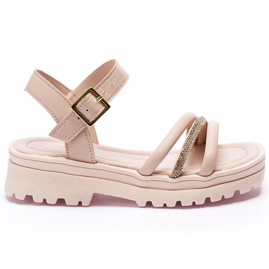 Sandália Anabela Infantil Menina Strass Tininha Flatform Salto Macia