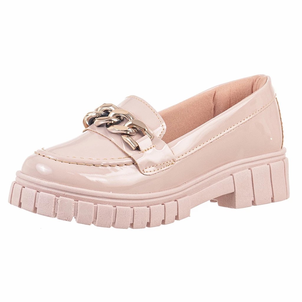 Mocassim Feminino Tratorado Sapato Flatform Calce Fácil Detalhe Confortável Moda Atual