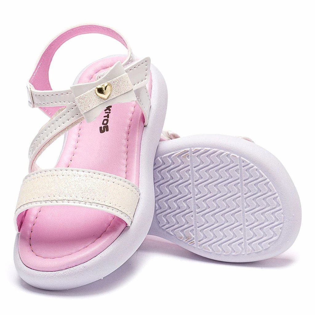 Sandália Infantil Menina Glitter Branca Tamanho 20 ao 27 Sapekitos