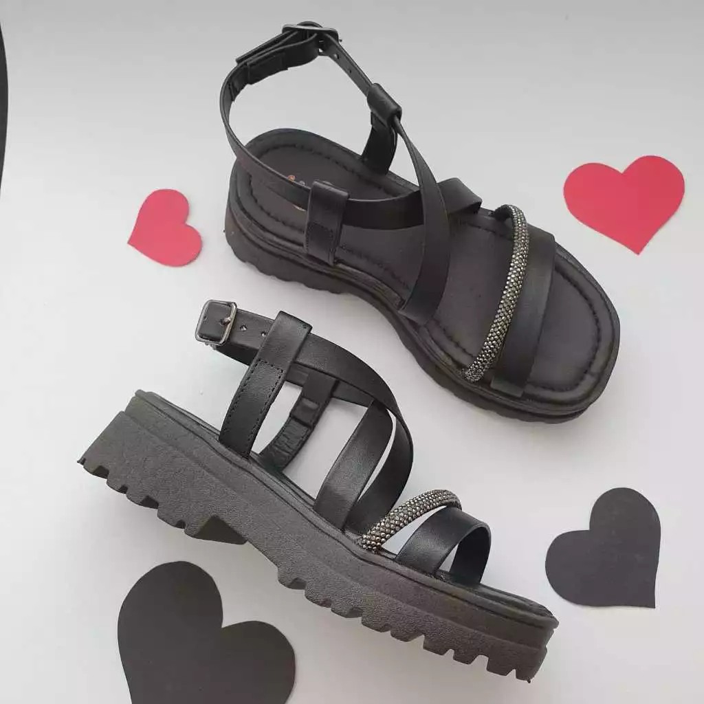 Sandália Menina Infantil Tratorada Strass Feminina 28 ao 34