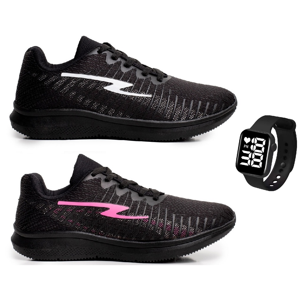 Kit 2 Tênis Esportivo Y60 Feminino Masculino Relógio