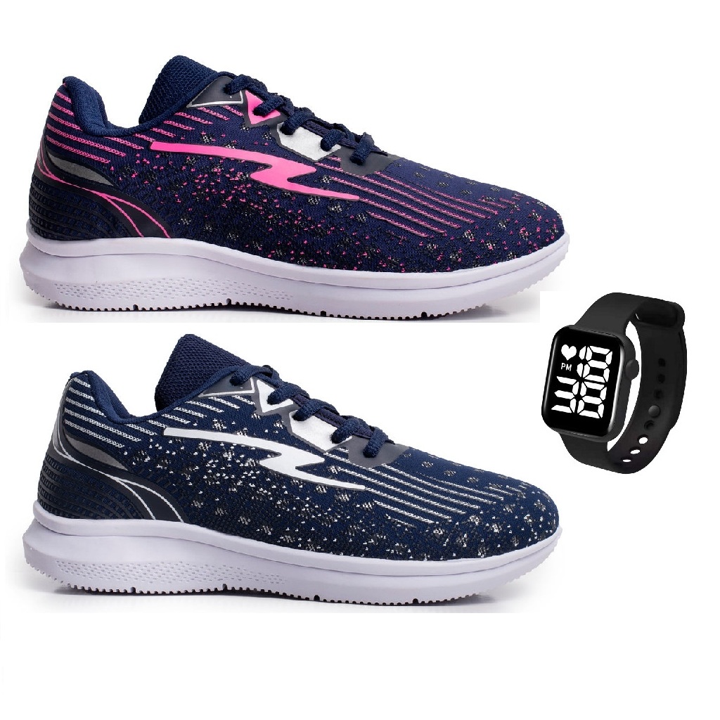 Kit 2 Tênis Esportivo Y20 Feminino Masculino Relógio