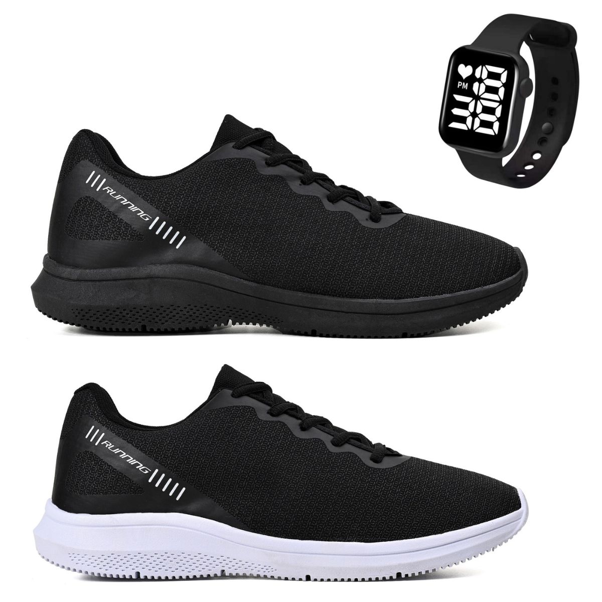 Kit 2 Tênis Esportivo 2000 Feminino Masculino Relógio