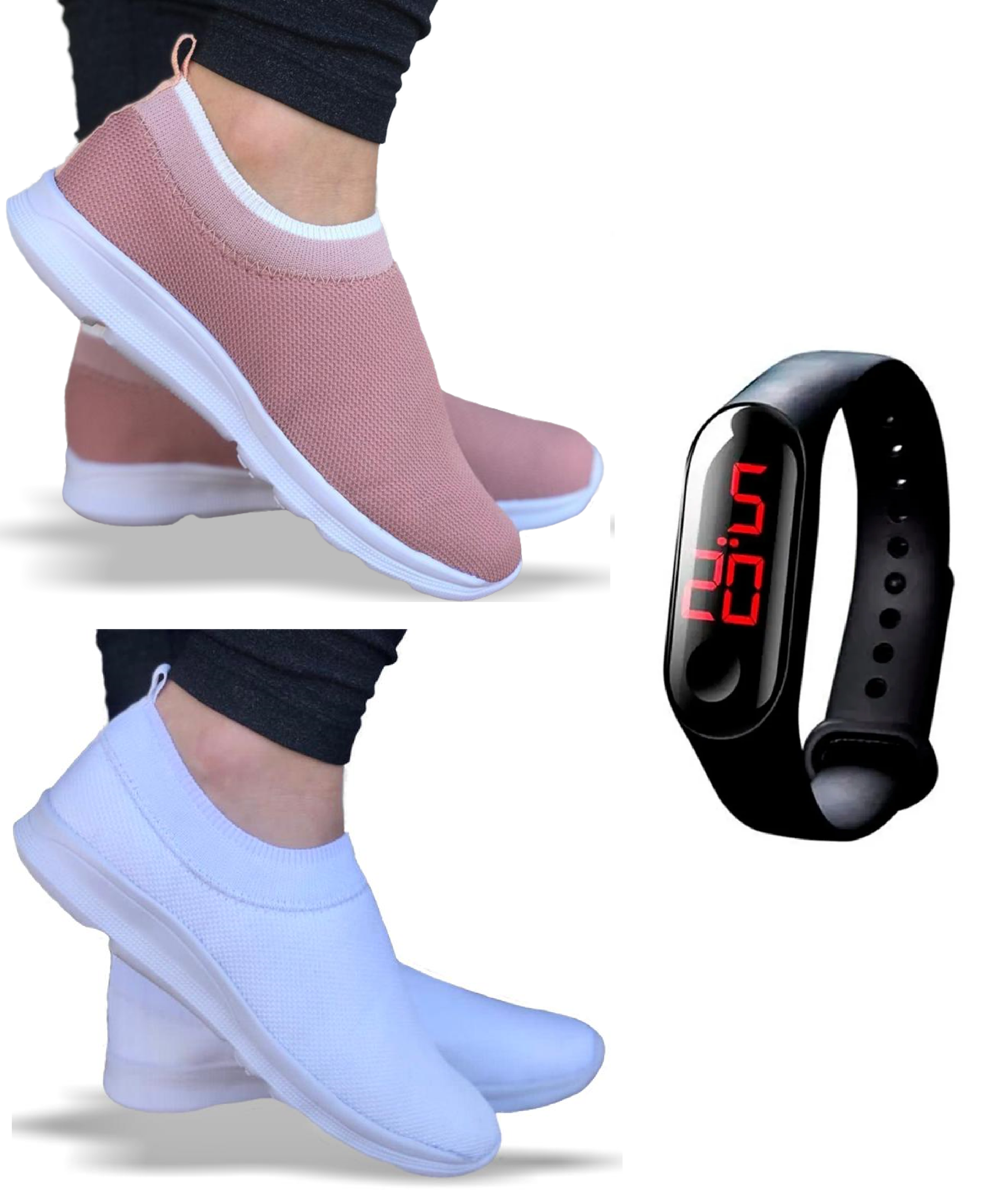 Kit 2 Pares Tênis Meia Unissex Academia Corrida Caminhada Relógio