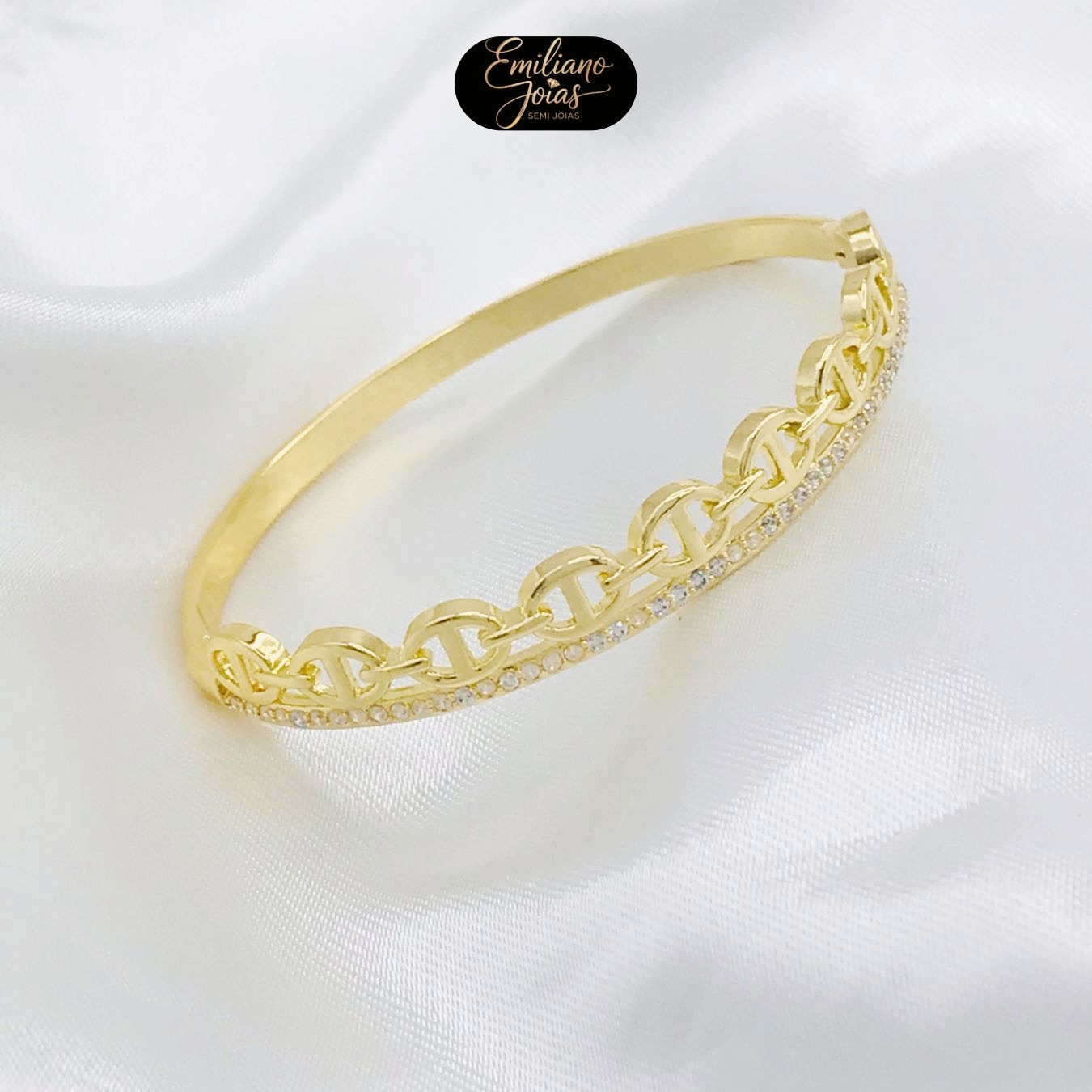 Bracelete Cravejado Folheado em [Ouro 18k]
