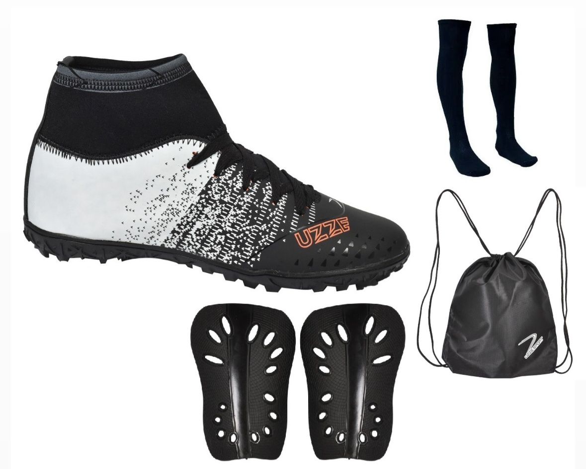 Chuteira Society Botinha Cano Alto Adulto Meião Mochila Caneleira