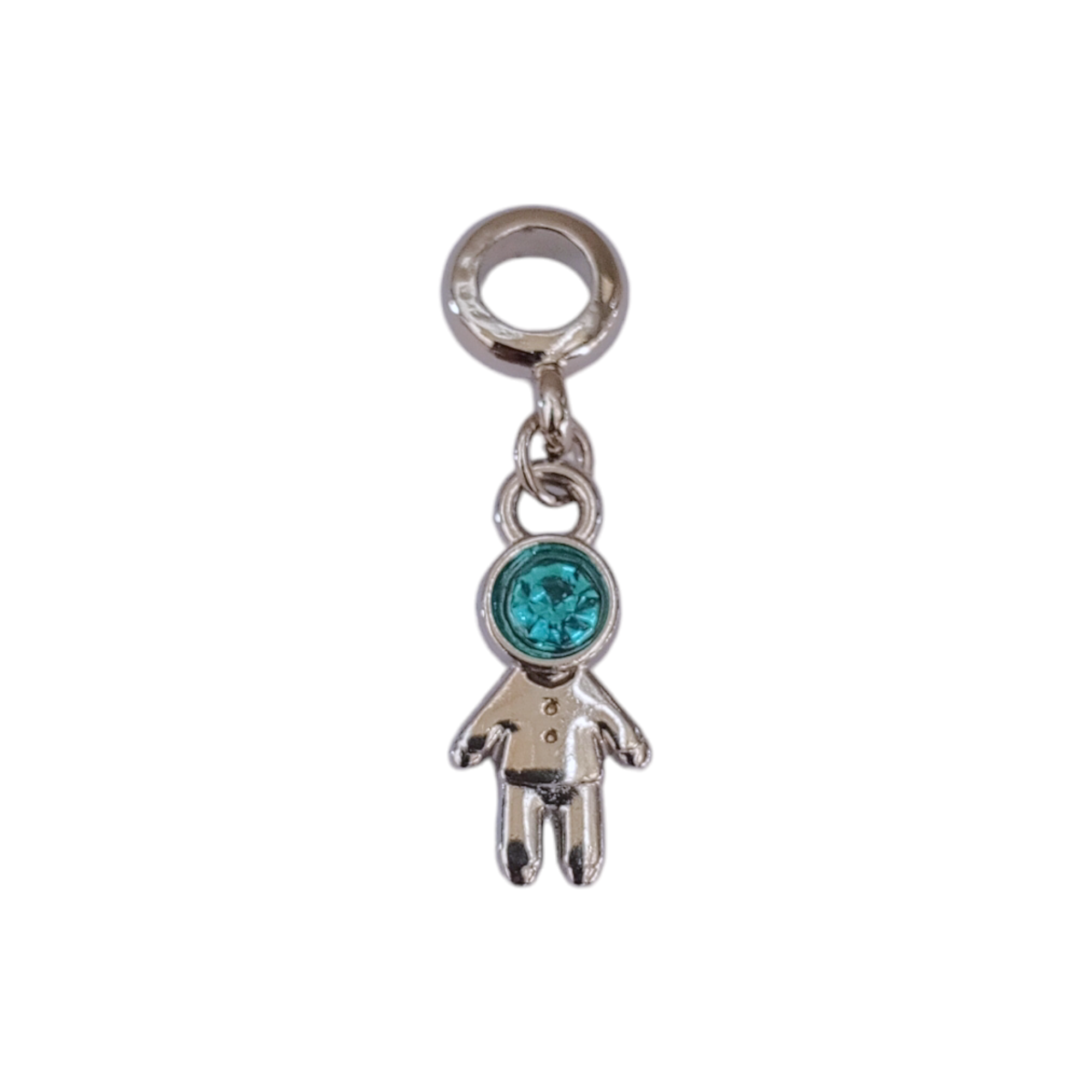 Berloque Pingente Menino Strass Azul ou Branco Alex's Acessórios