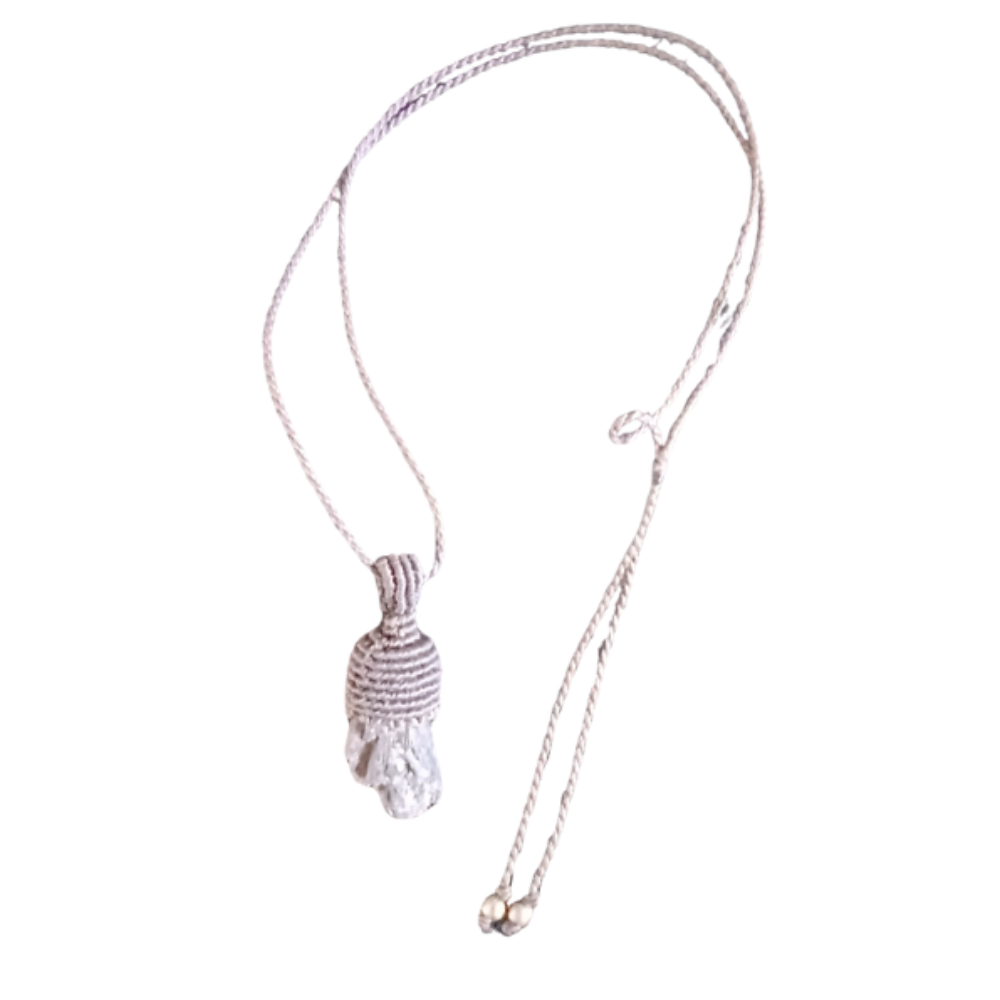 Colar Turmalina Rosa com Macramê