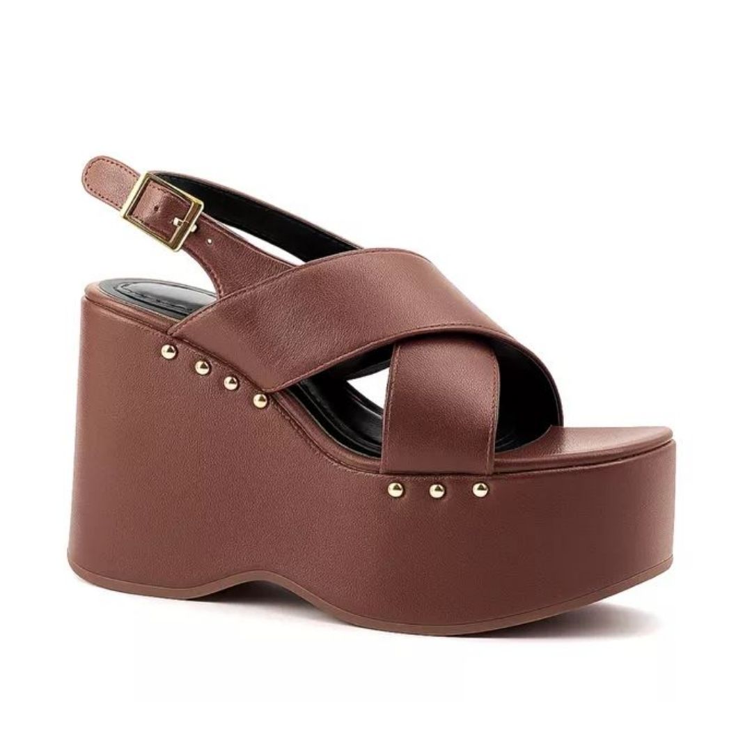 SANDÁLIA FEMININA ANABELA PLATAFORMA 182178 - CACAU