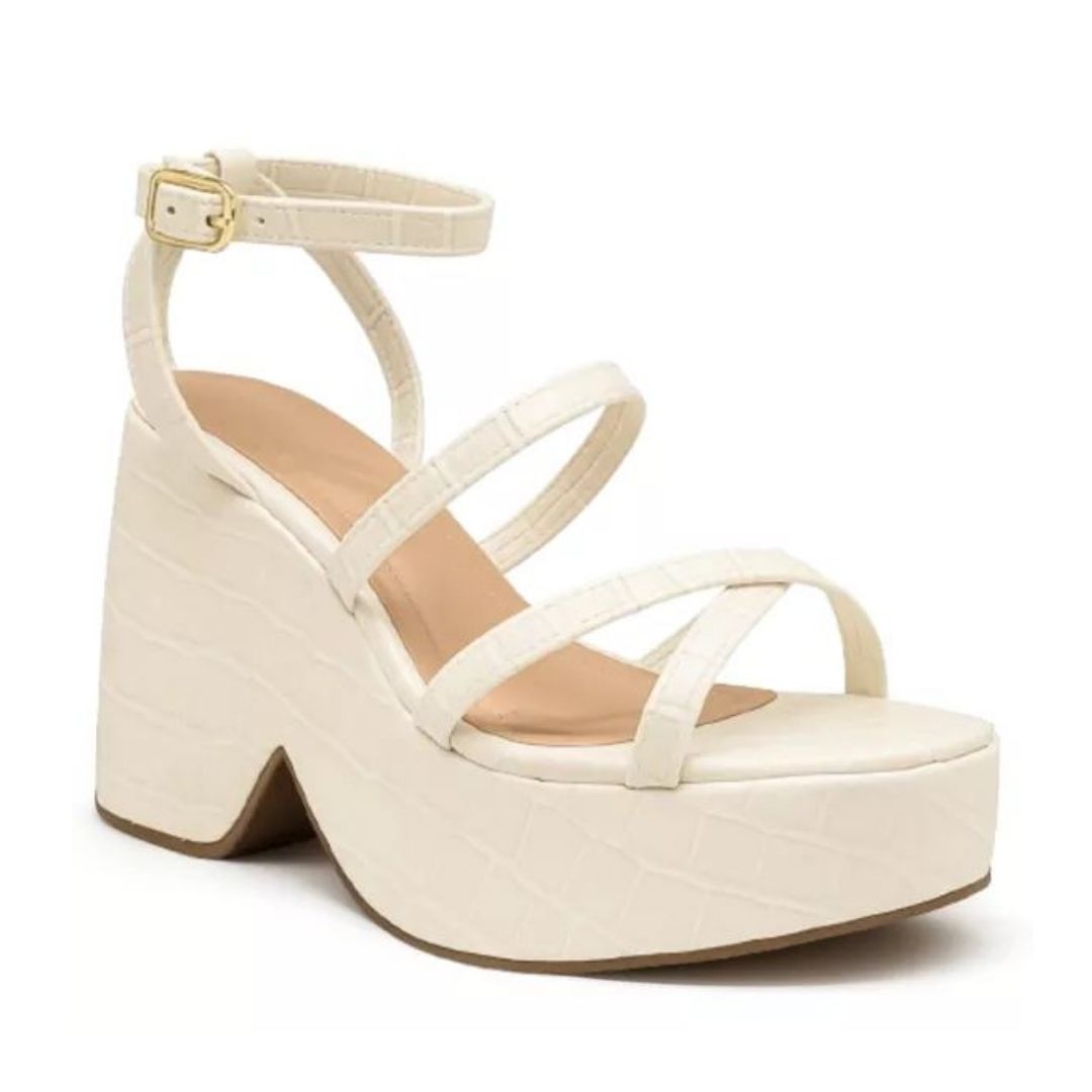 SANDÁLIA FEMININA ANABELA COM TIRAS 194002 - OFF WHITE