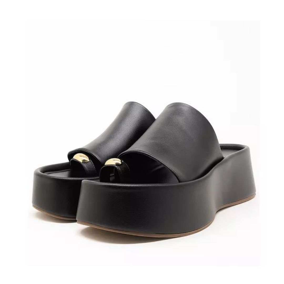 TAMANCO FEMININO FLAT PLATAFORMA SALTO ALTO 5001 - PRETO