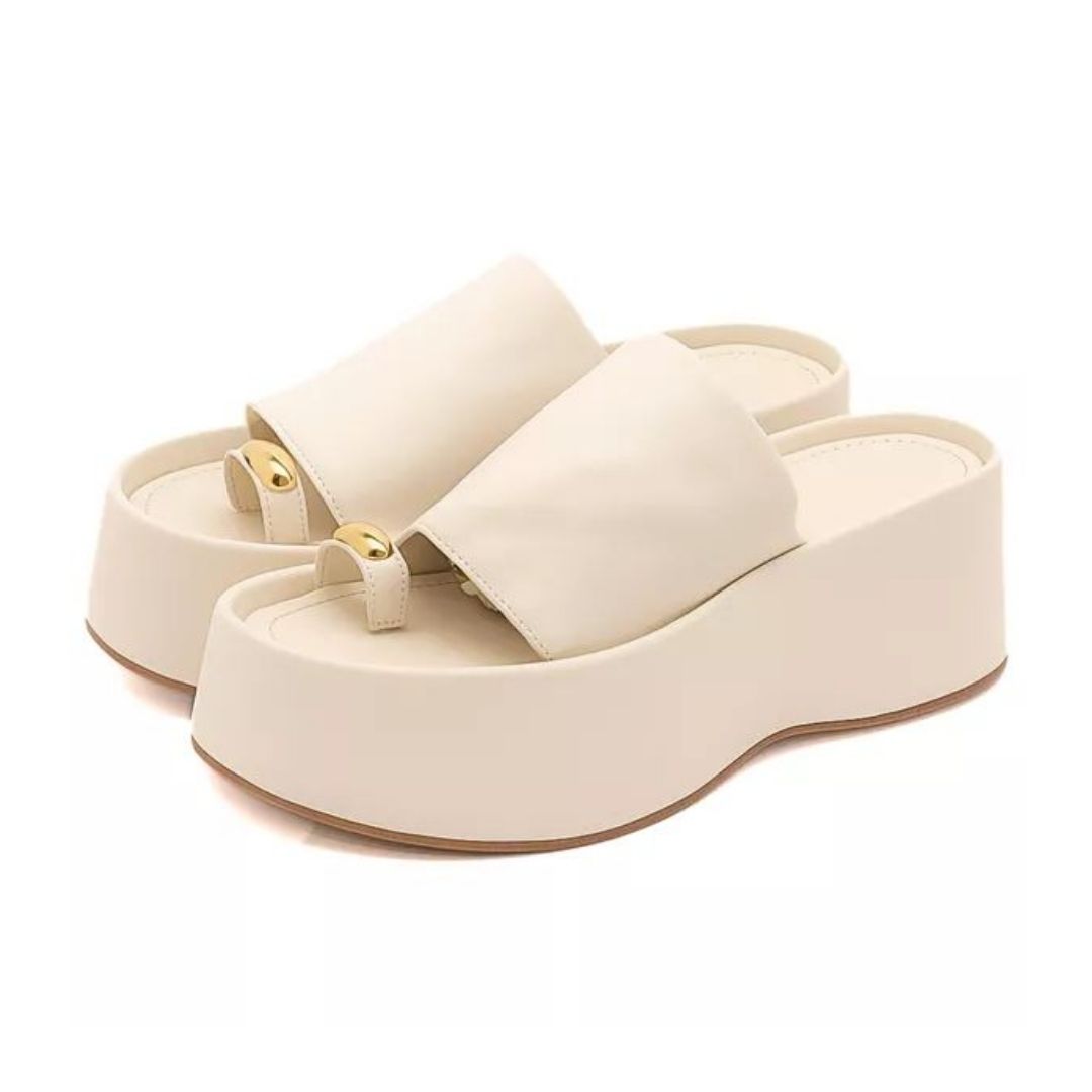 TAMANCO FEMININO FLAT PLATAFORMA SALTO ALTO 5001 - OFF WHITE