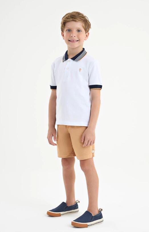 Conjunto Polo Piquet e Bermuda em Sarja Papelada Onda Marinha
