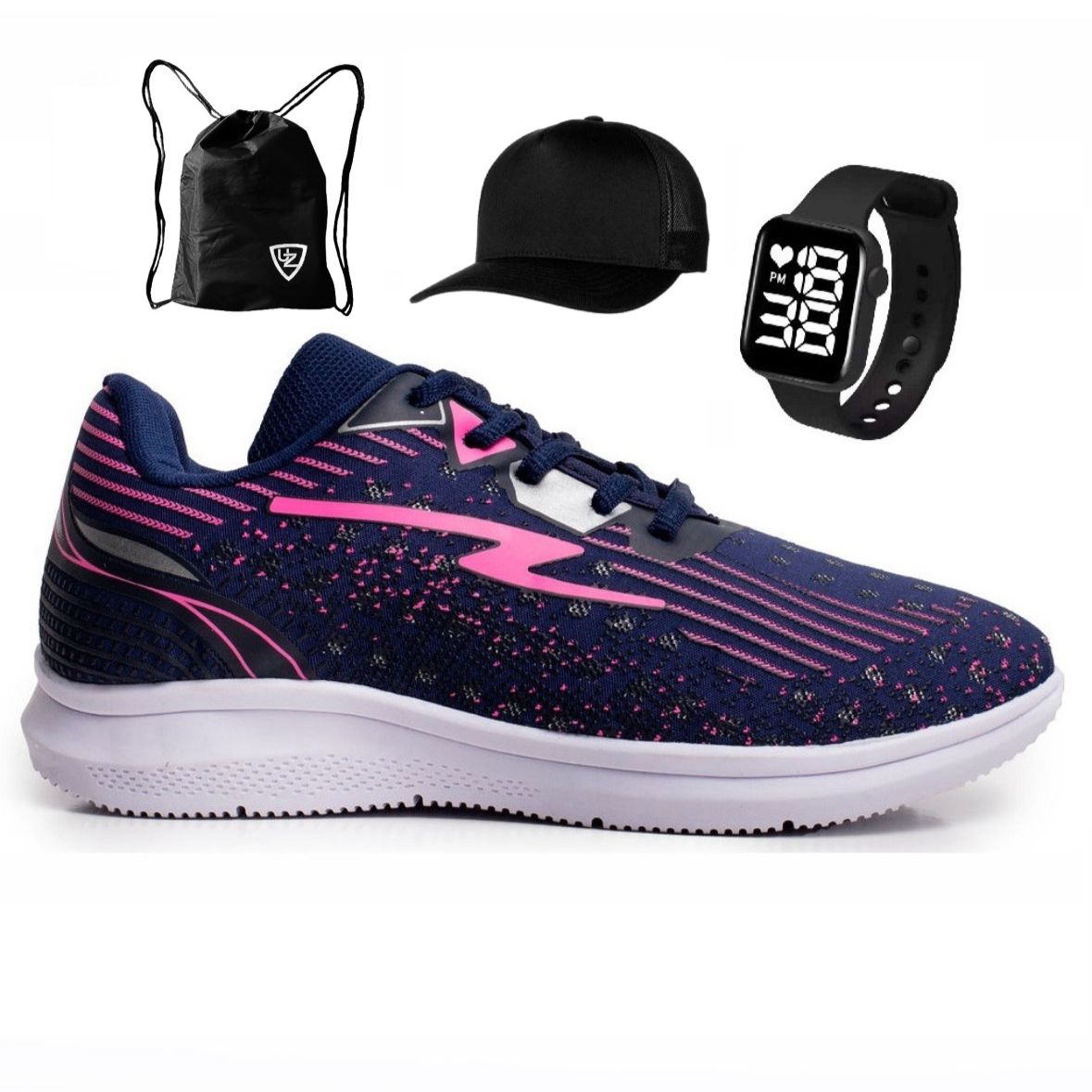 Tênis Esportivo Y20 Feminino Masculino Relógio Boné Mochila