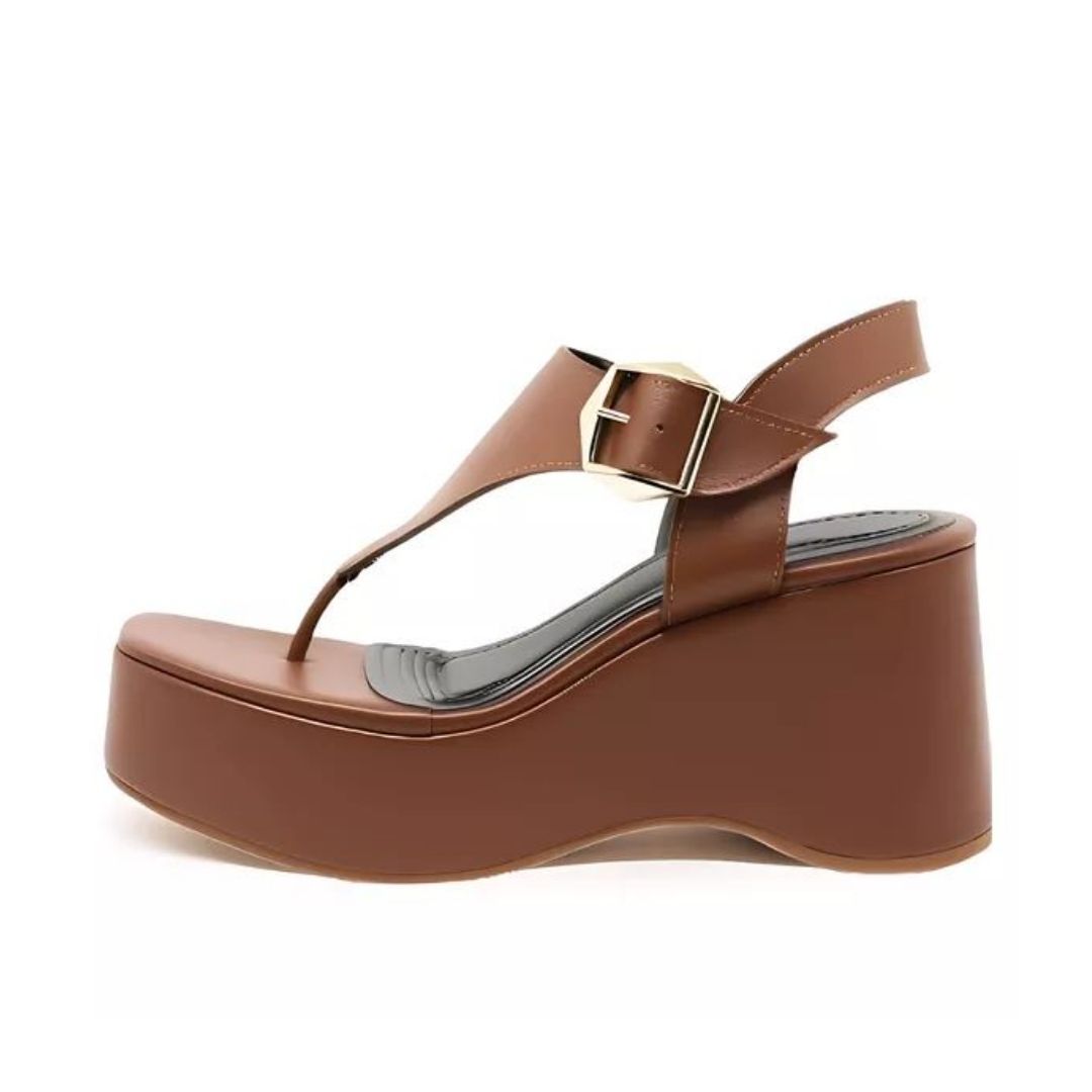 SANDÁLIA FEMININA ANABELA FIVELA LATERAL 9002 - CACAU