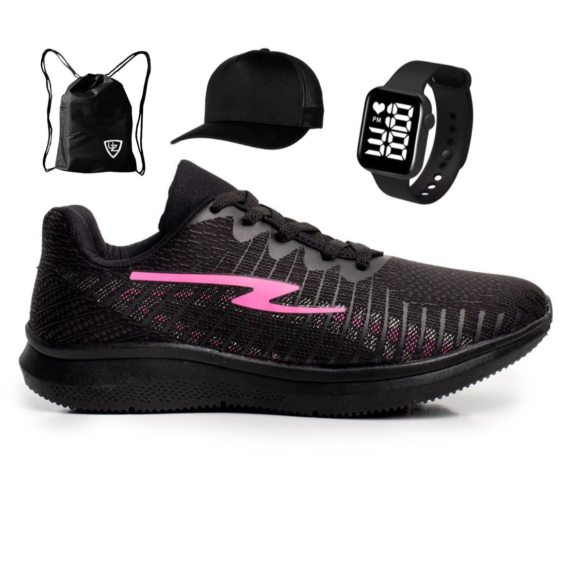 Tênis Esportivo Y60 Feminino Masculino Relógio Boné Mochila