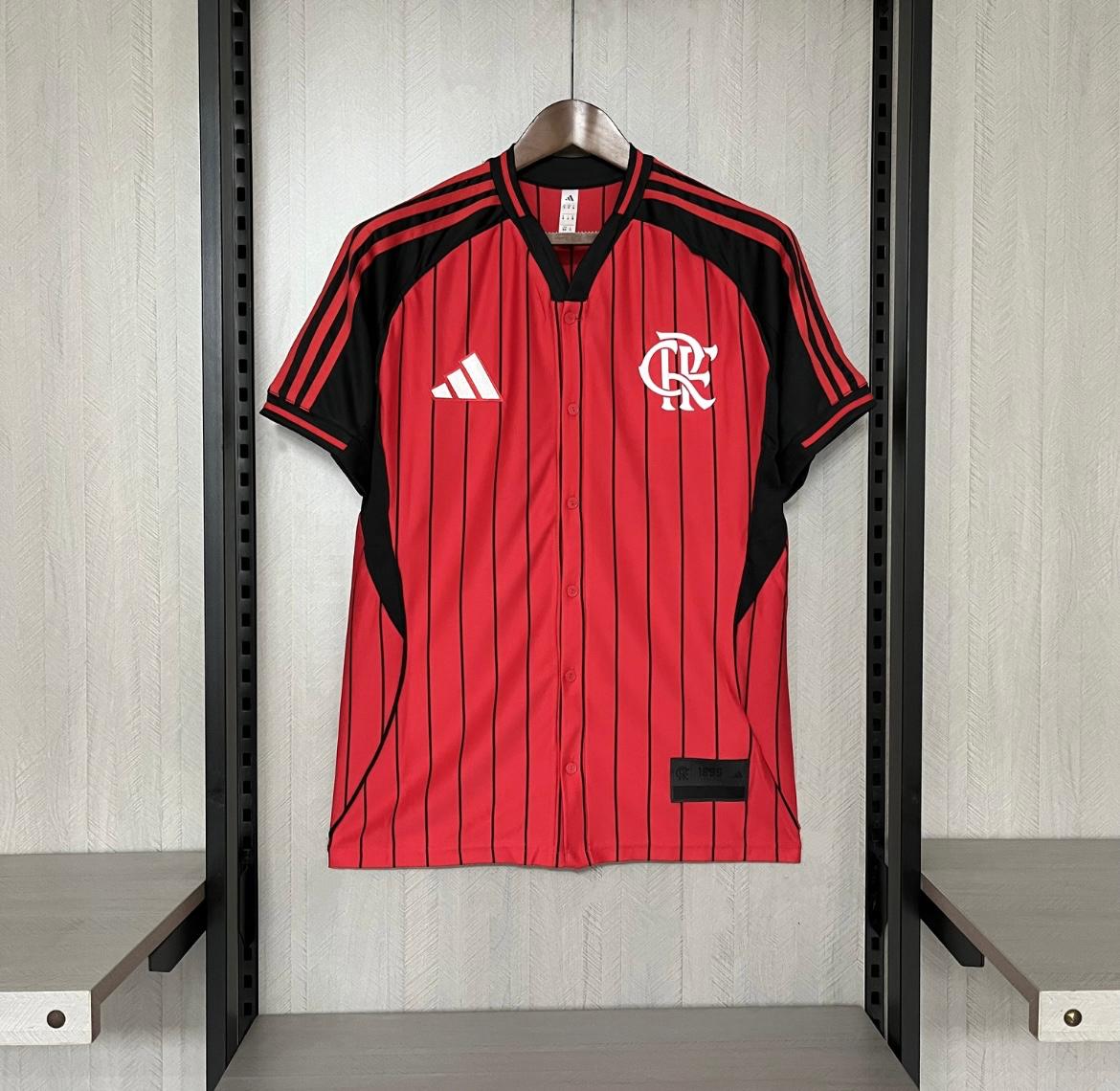 Camisa Flamengo Basebol 25/26 Torcedor Adidas Masculino - Vermelho e Preto
