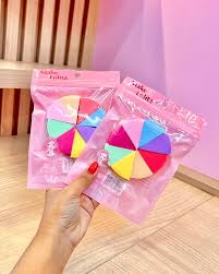 Kit 8 Esponja De Maquiagem Modelo Pizza Colorida