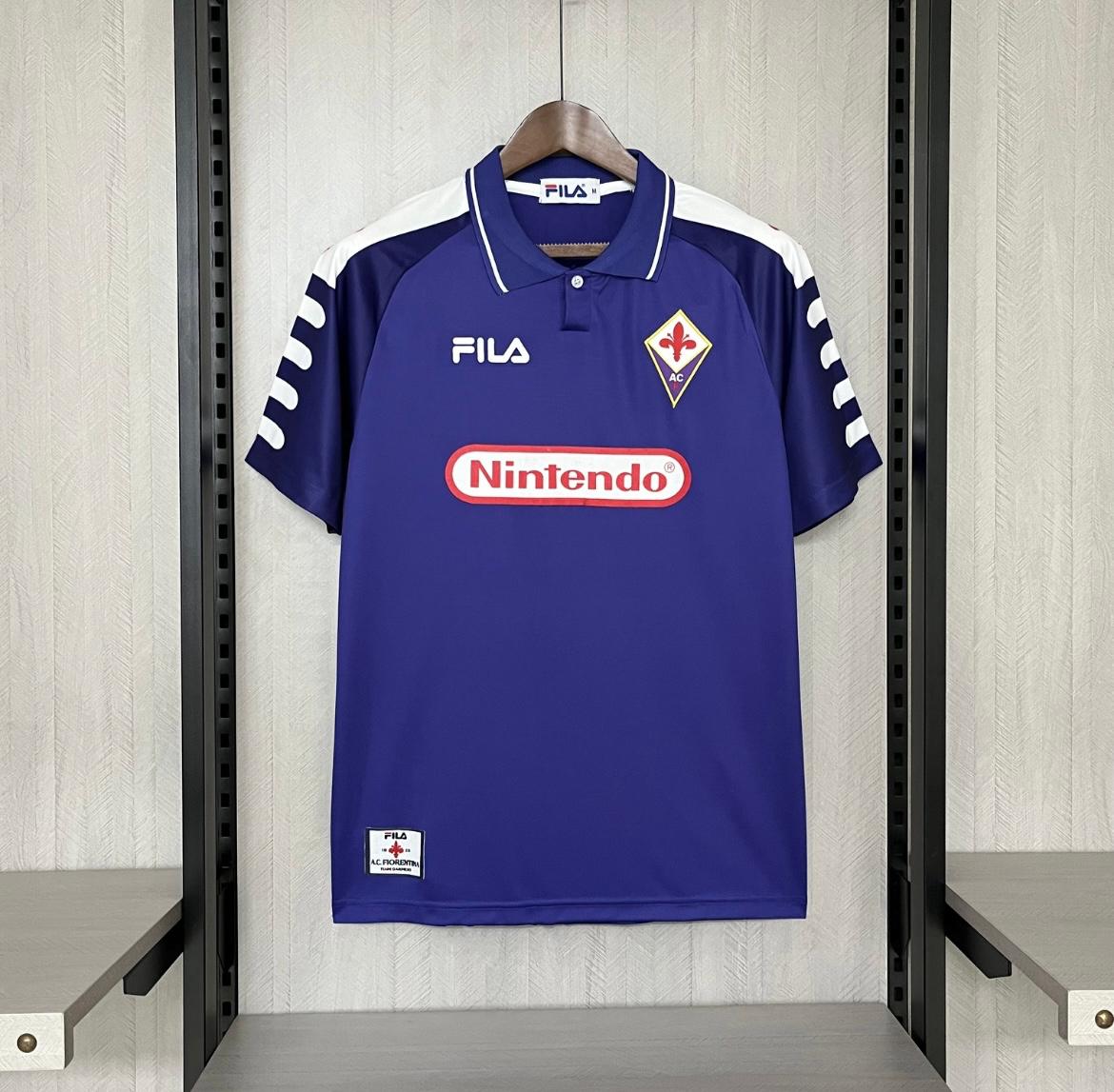 Camisa Fiorentina Home 1998/1999 Torcedor Fila Masculino - Azul