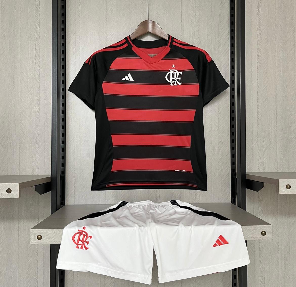Conjunto Infantil Flamengo Home 25/26 Adidas - Preto e Vermelho