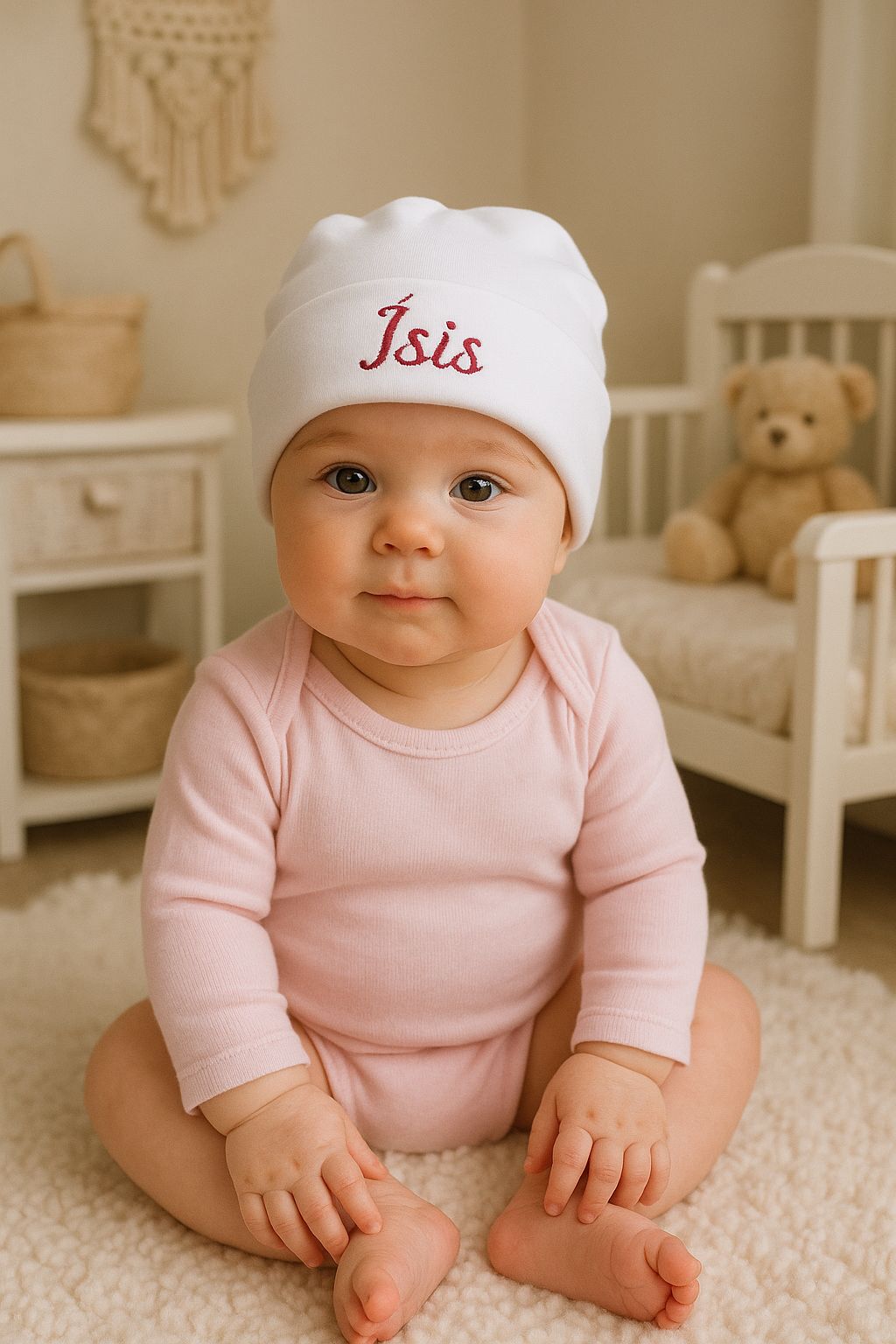 touca bordada para bebê  recém nascido - touca  personalizada  para maternidade com luva