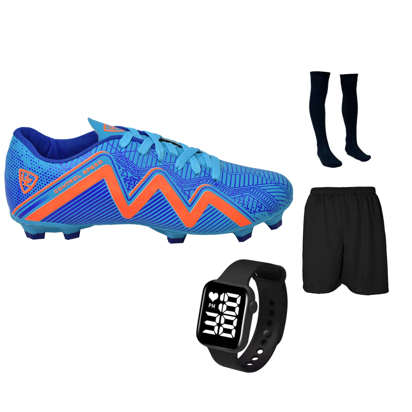 Chuteira 1000 Campo Adulto Meião Short Relógio