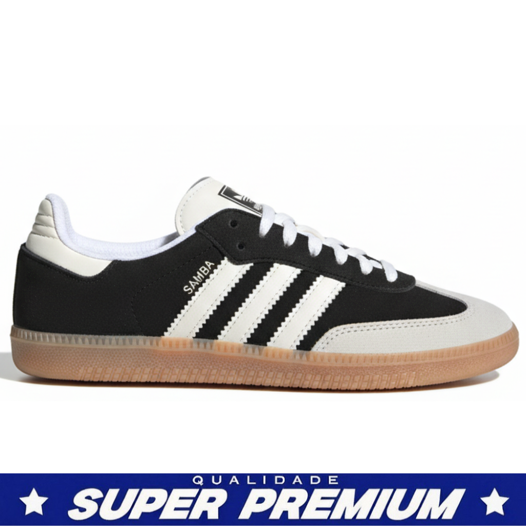 Tênis Samba Preto e Branco Camurça
