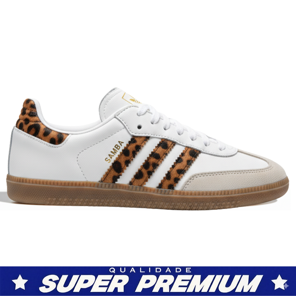 Tênis Samba OG Branco Listras de Onça Feminino