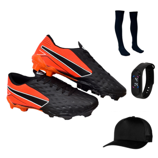 Chuteira Impactor Campo Adulto Meião Relógio Boné