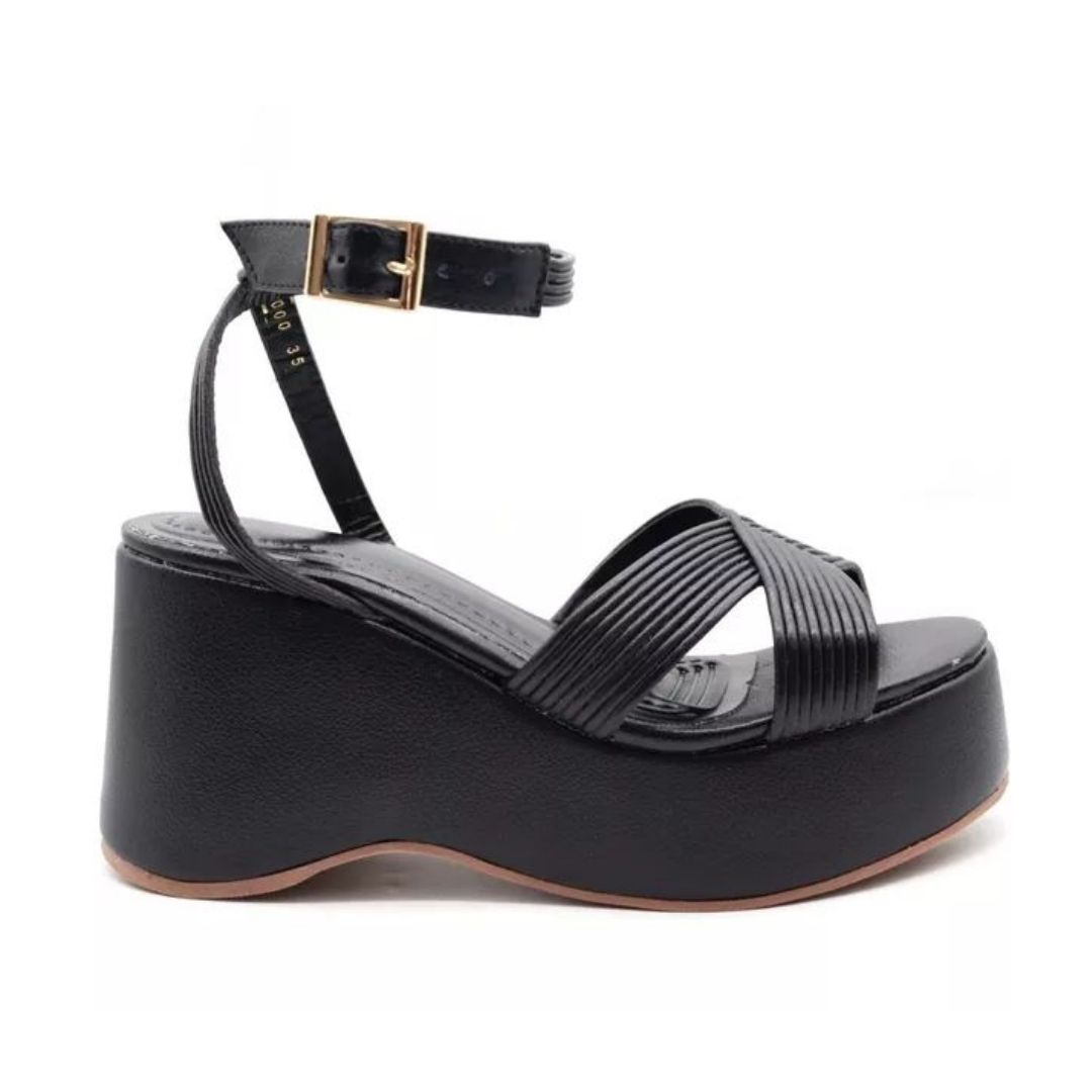 SANDÁLIA FEMININA ANABELA PLATAFORMA 9000 - PRETO
