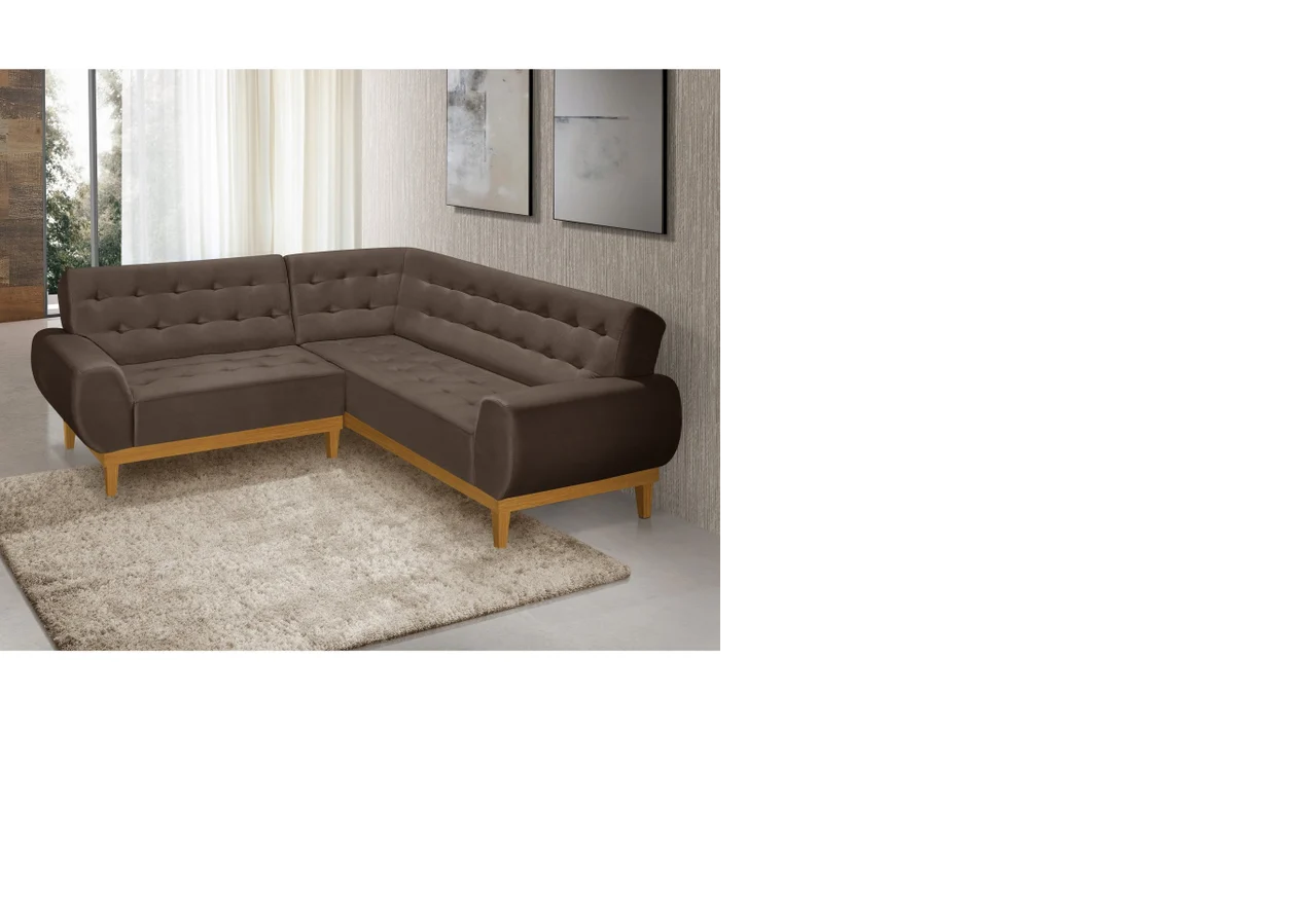 Sofá de Canto 5 Lugares Ágata Linha Marrom