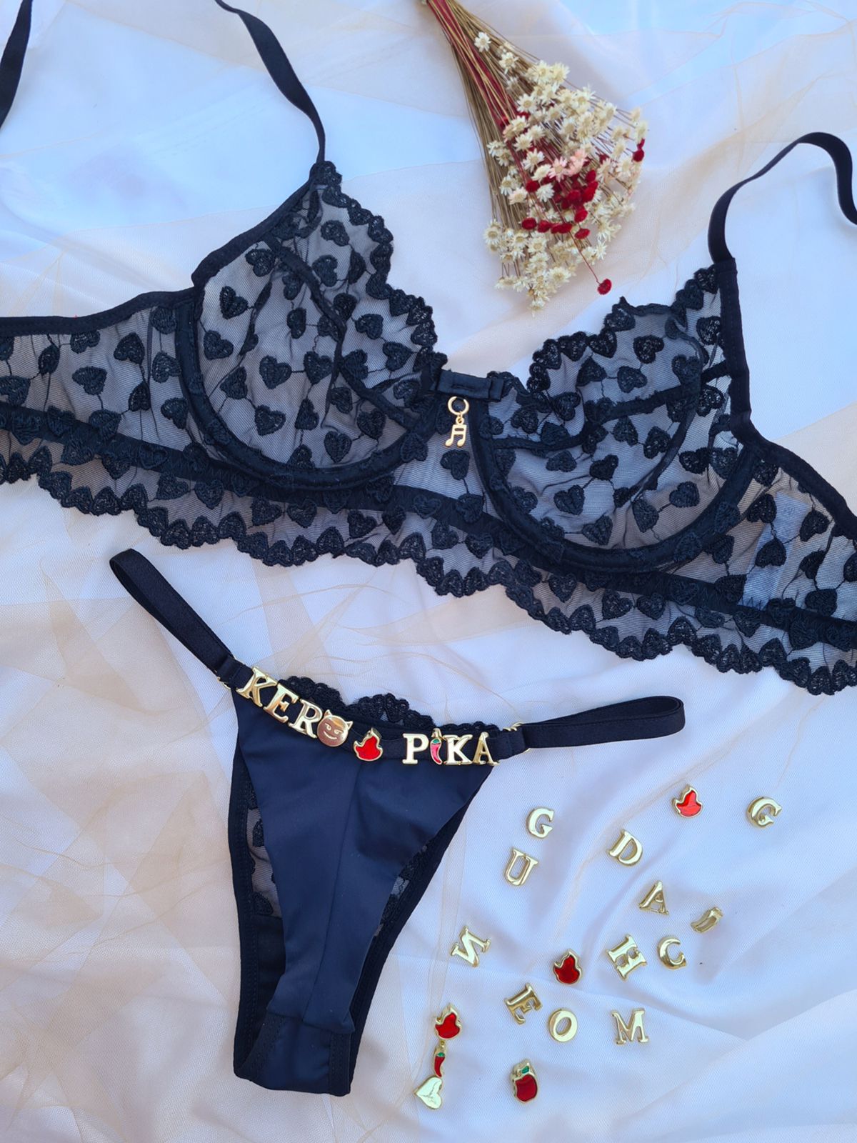 Conjunto com aro e com nome fio duplo (LEIA A DESCRIÇÃO)