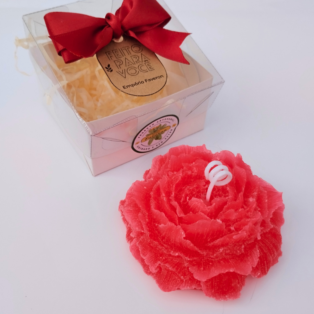 Vela Flor Peônia Perfumada 60g - Personalize cor e tag