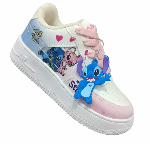 Tênis AF Stitich Infantil Branco/Rosa- Primeira Linha