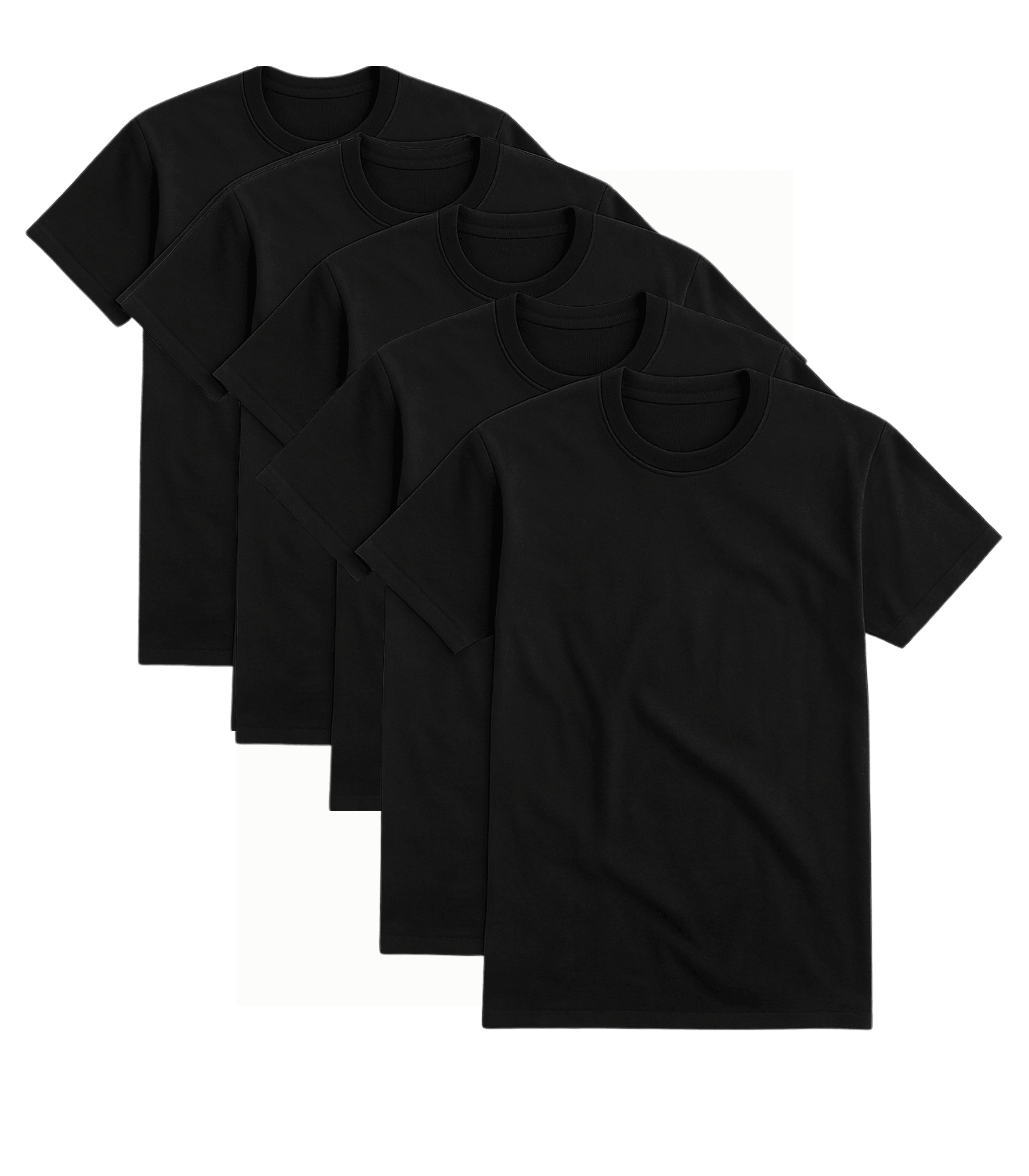 Kit 05 camisetas pretas lisas fio 30.1 gola ribana