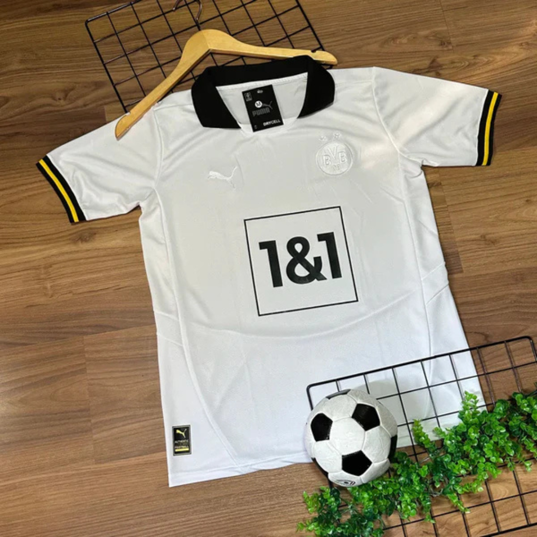 Camisa Borussia Dortmund  Branca Gola Polo - 24/25