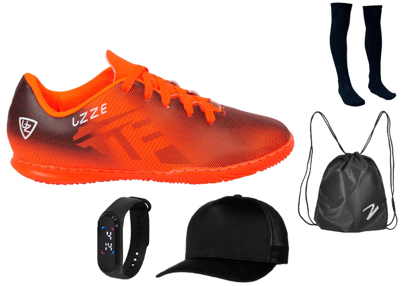 Chuteira UZ Futsal Adulto Meião Relógio Boné Mochila
