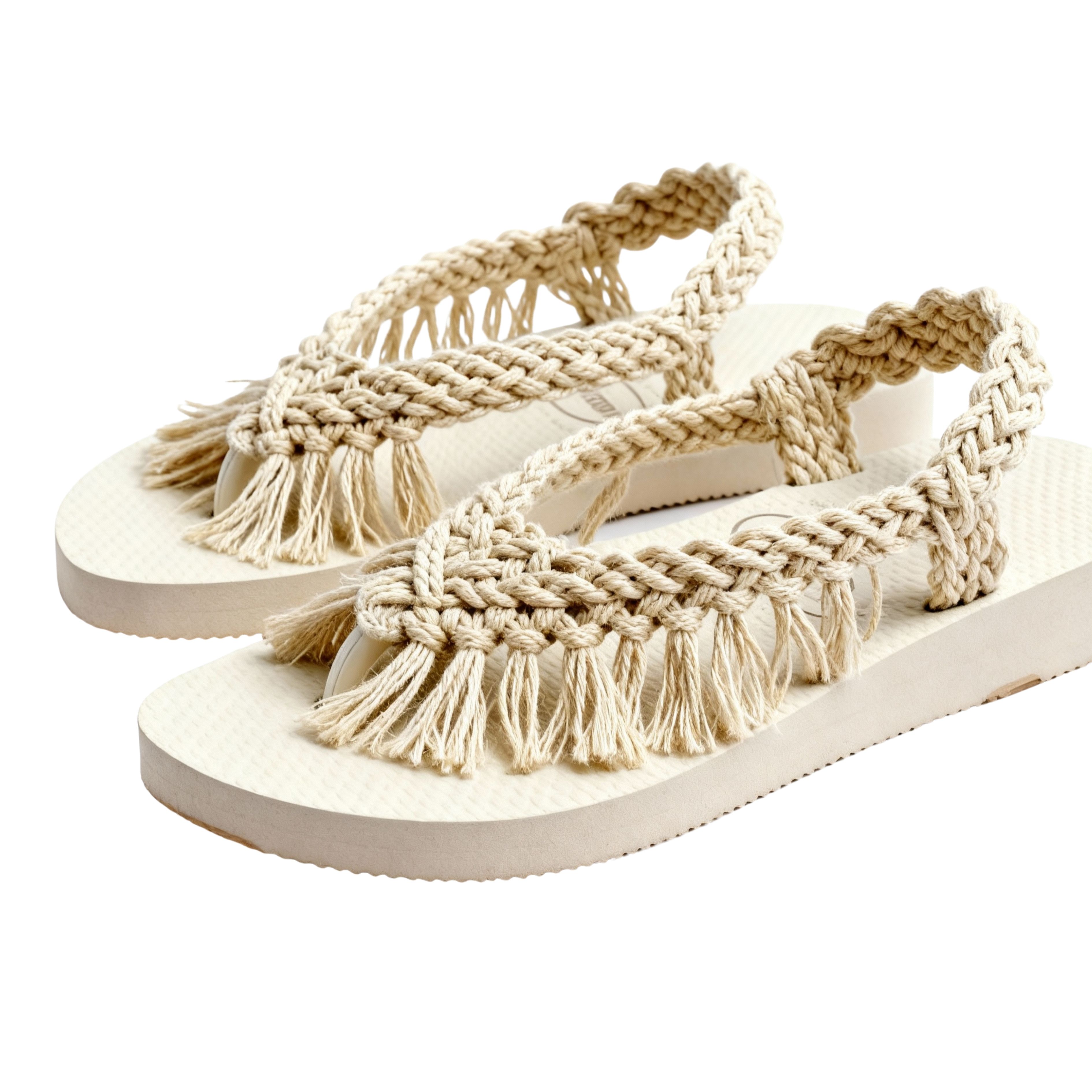 Sandália Natural em Macramê Cru