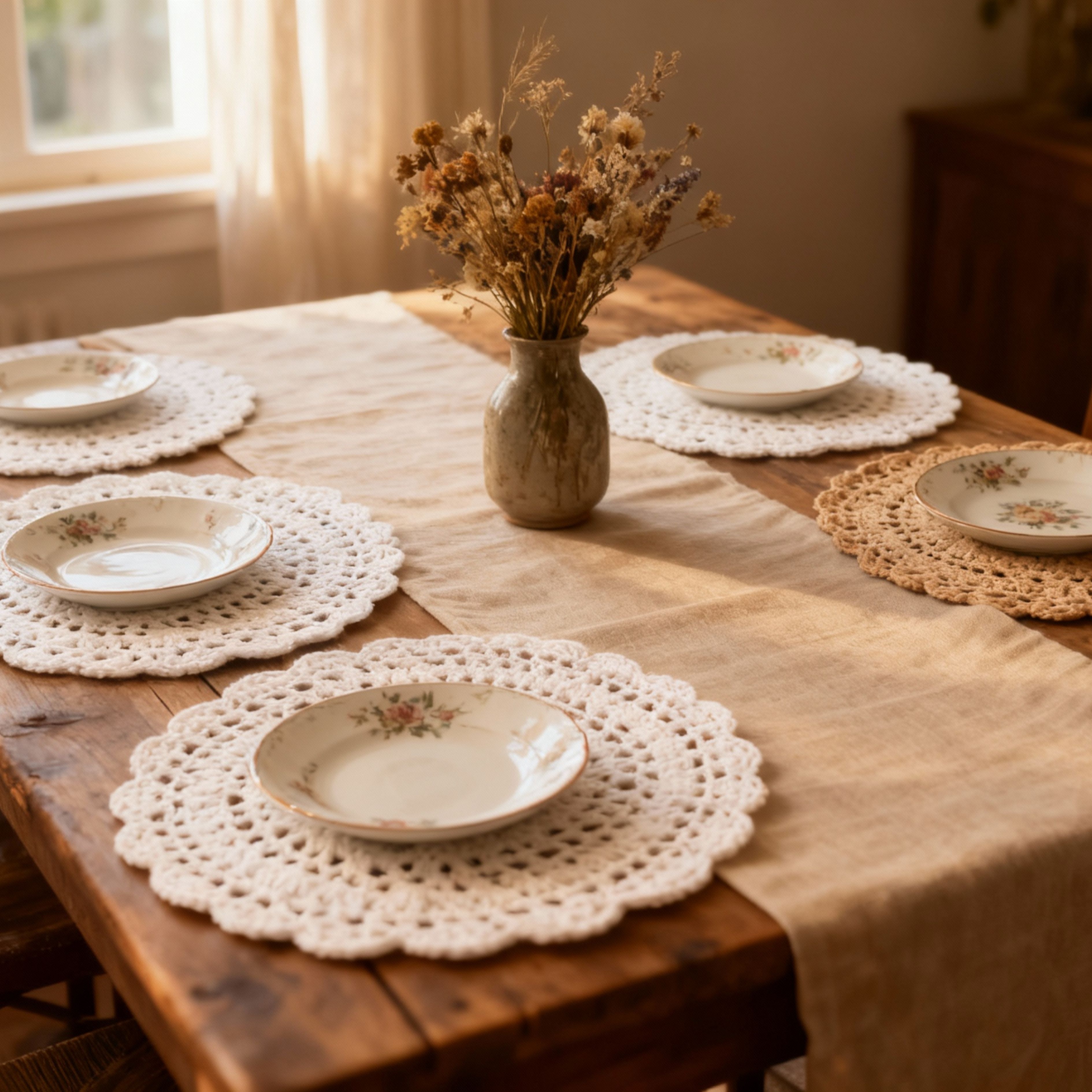 Sousplats de Crochê Elegantes (kit com 4)