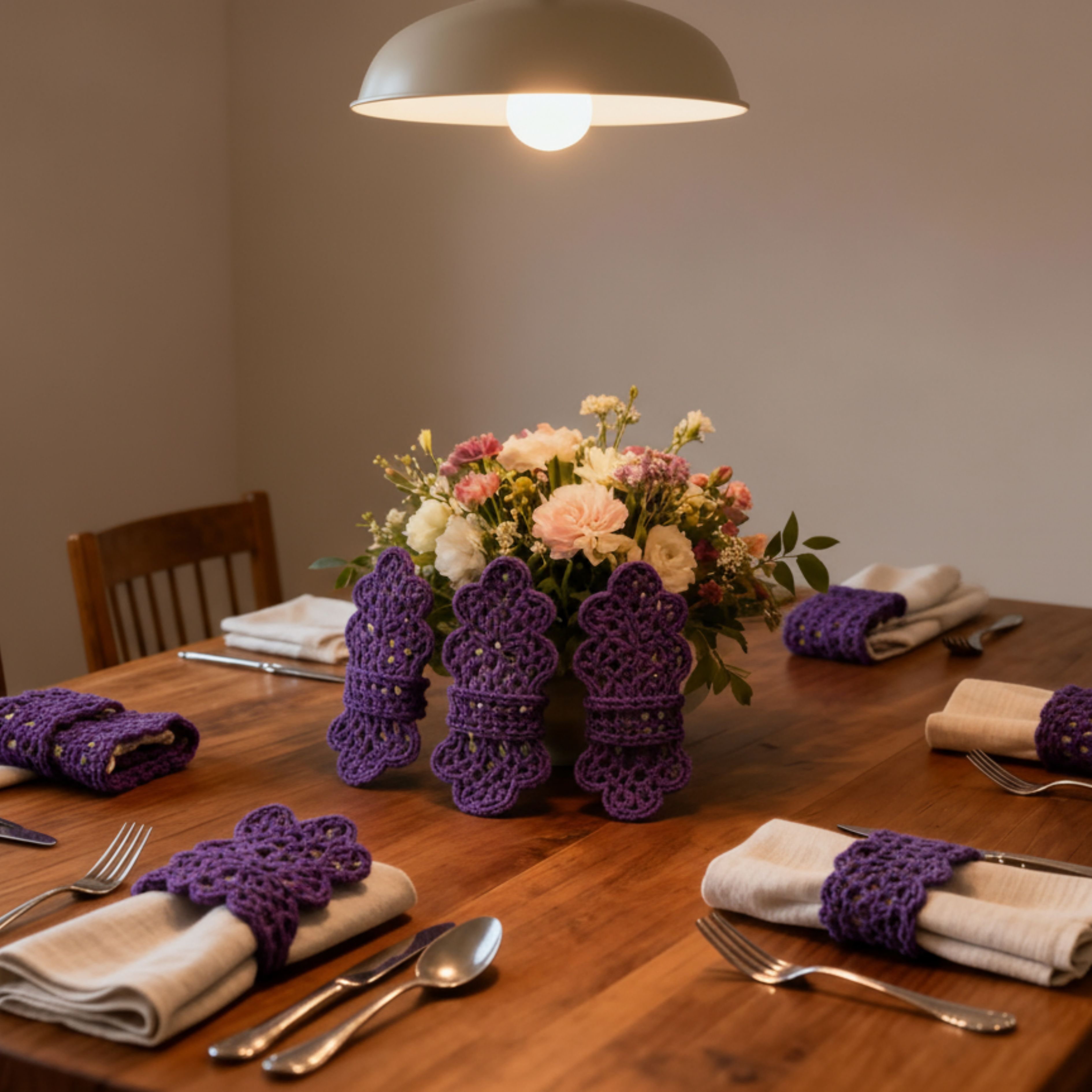 Porta-Guardanapos de Crochê Flores (Kit com 6)