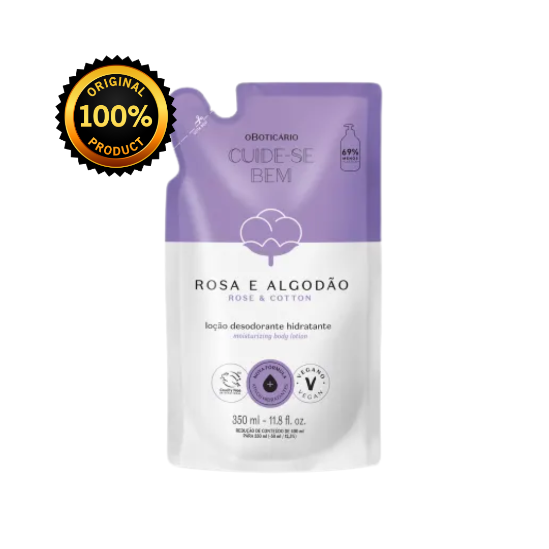 Refil Loção Desodorante Corporal Hidratante Cuide-se Bem Rosa & Algodão