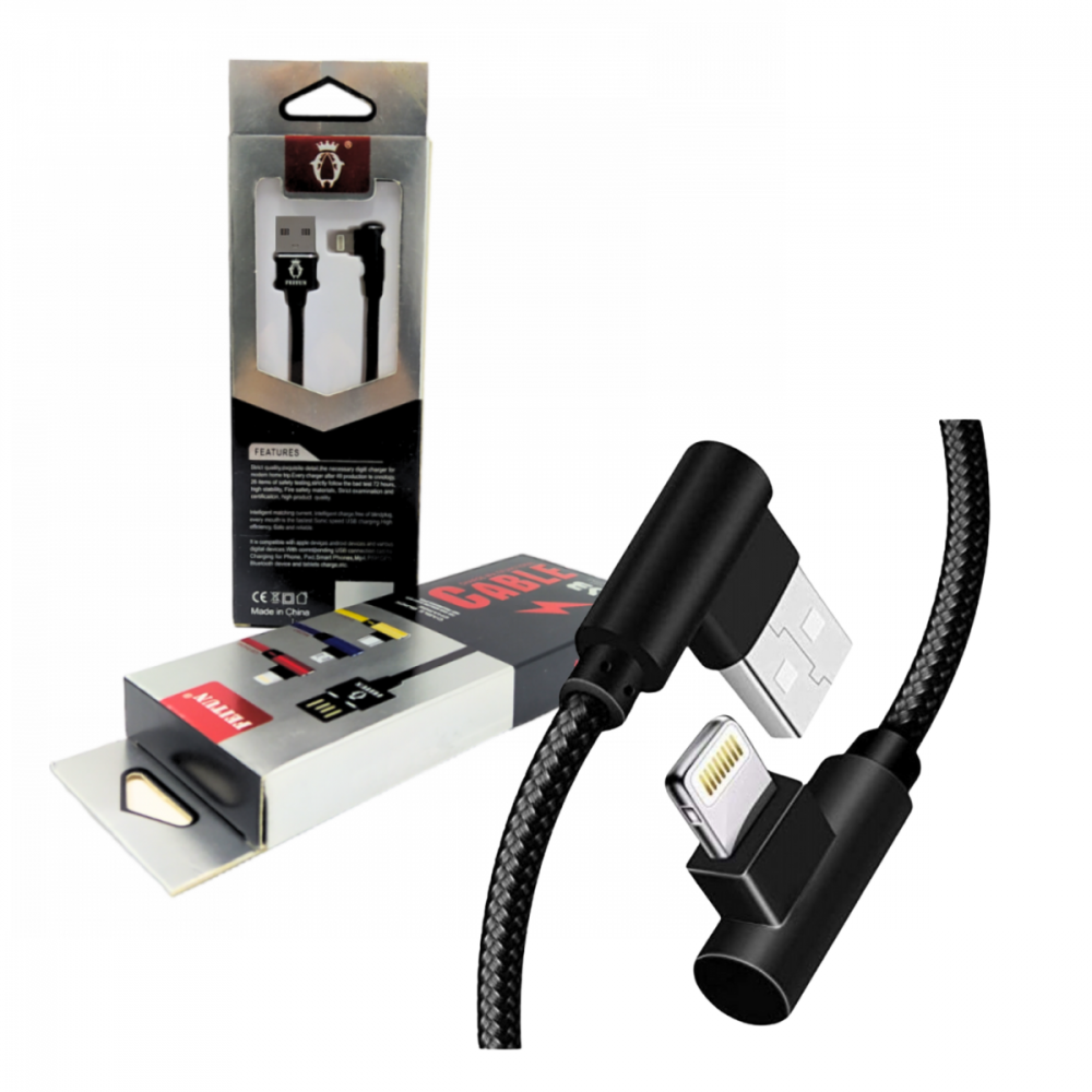 Cabo Lightning IOS Conexão 90º FEITUN Cabo 90º IOS